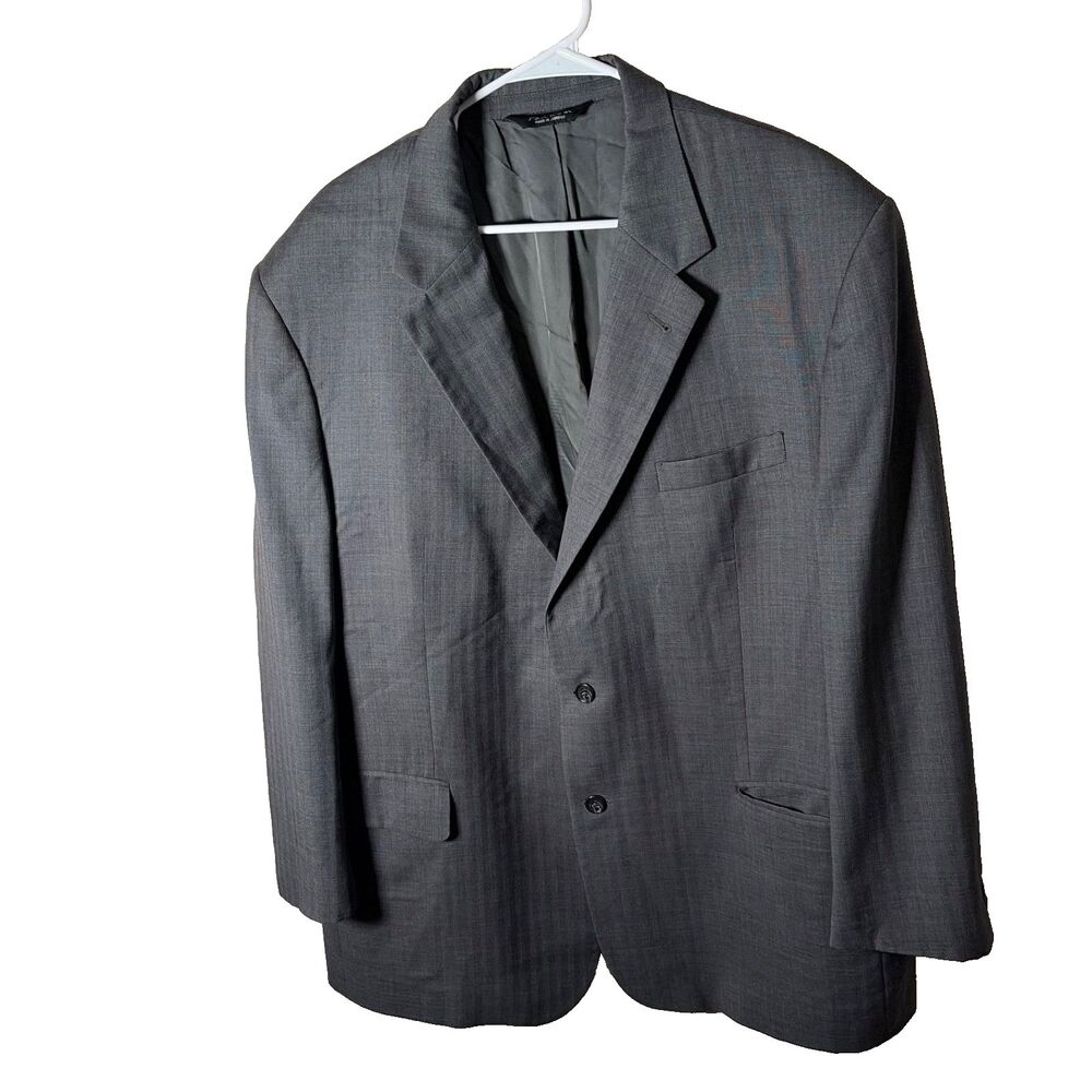 Jos A Bank Jacket Men's 48R Gray 100% Wool Harringbone Lined Suit